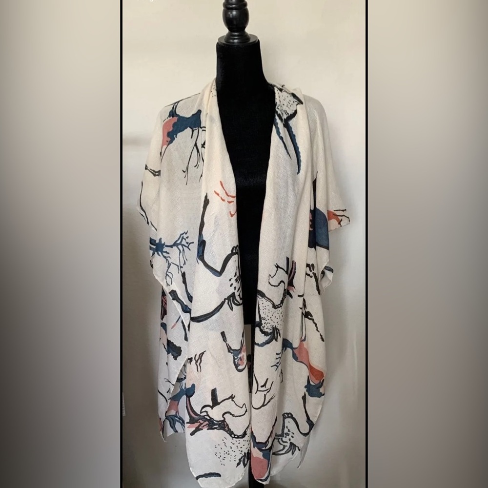 Woven Heart womens medium open front blouse light weight thin Kimono style Boho